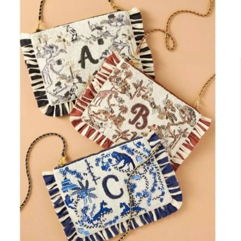 Anthropologie Monogrammed Sequin Summer Handbags